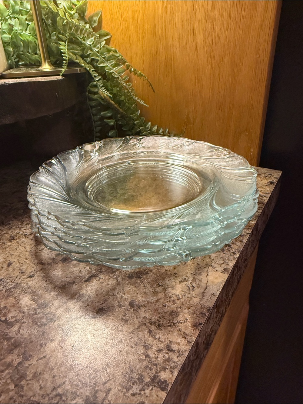6-KIG Malaysia 8” Clear Glass Swirl Plates Vintage